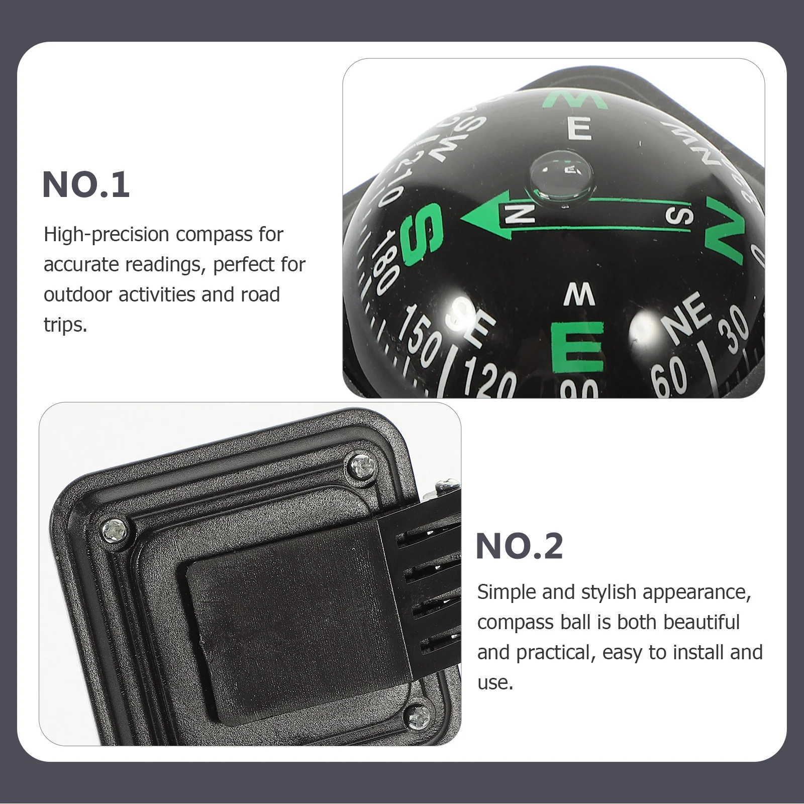 Outdoor Car Compass Ball Adjustable Orientation Ornament Automotive Guide Abs Dash Mount Boat for Marine Small