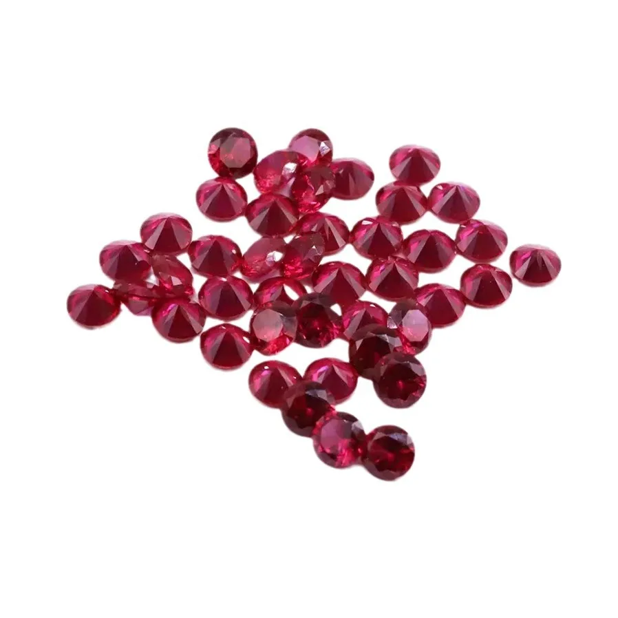 Small Size Red Ruby Round Cut Glows Under UV Light Mohs Hardness Gems for Jewelry Making DIY Stone