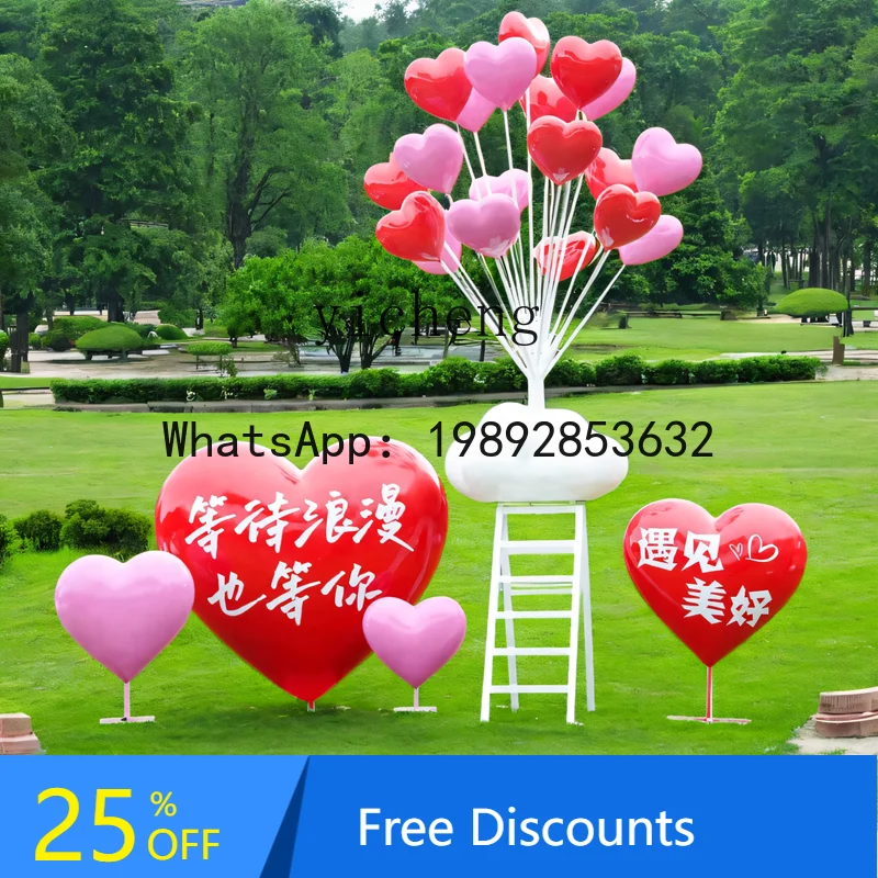 

outdoor fiberglass big love sculpture shopping mall park scenic spot photo cloud ladder balloon ornament