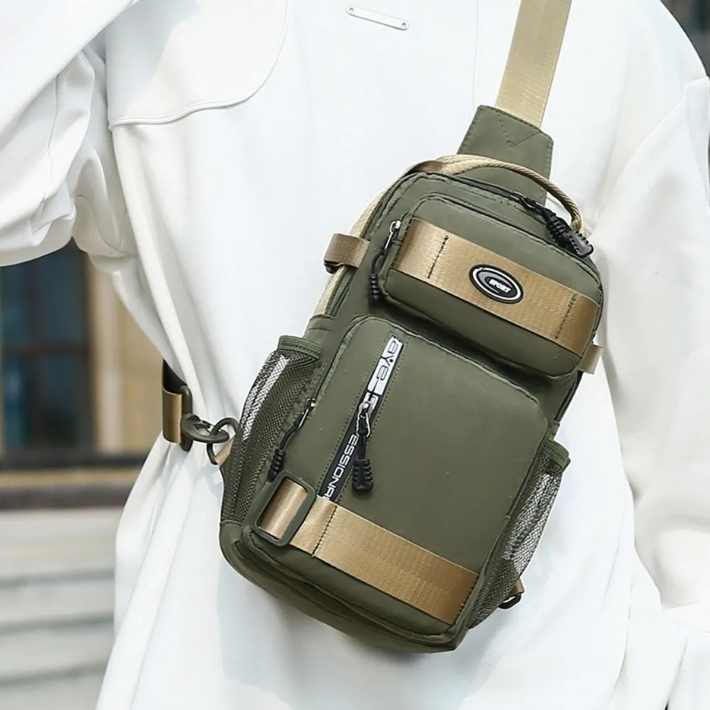 

Oxford Cloth Men Chest Bag Multifunction Waterproof Sports Message Bag Large Capacity Zipper Shoulder Crossbody Bag Running