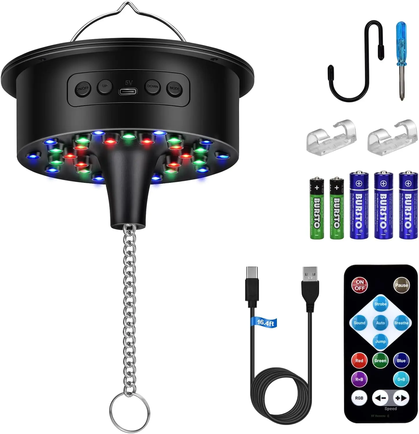 

Disco Ball Motor with Remote & RGB LEDs, 1-8 RPM SteplSpeed Rotating Motor for 4 to 16 Inch Mirror