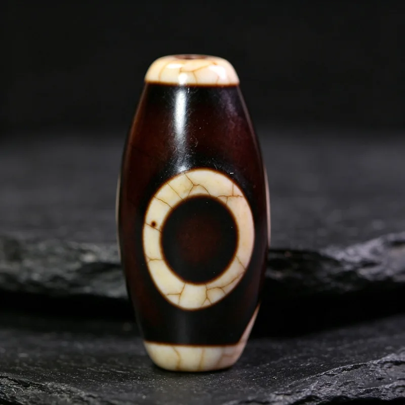 Natural Tibetan Old Mine Raw Agate Double Mountain Dzi Bead Bracelet Pendant Necklace, approximately 13x26mm