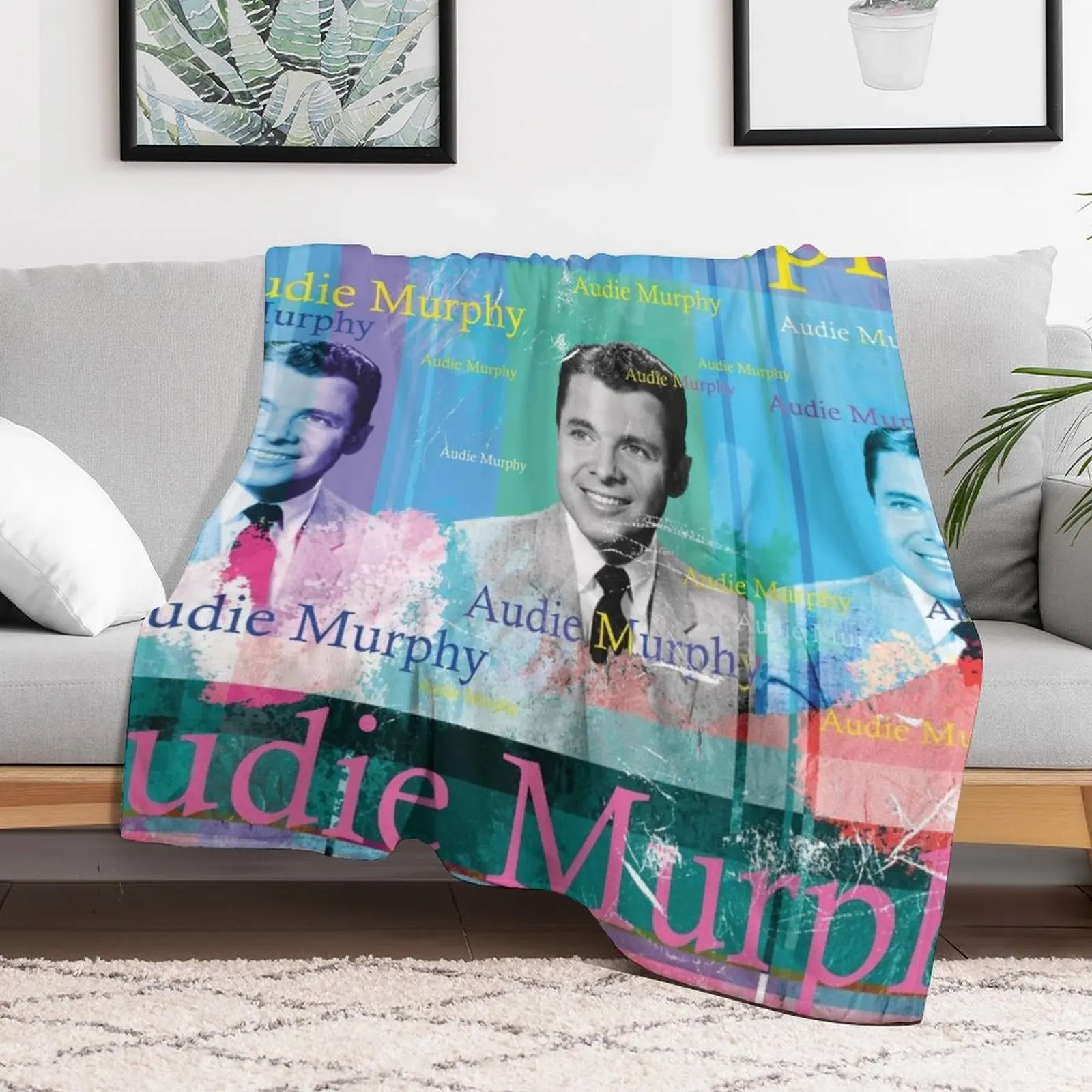 aesthetic, portrait, American actor western hero Audie Murphy Throw Blanket anime Single Blankets