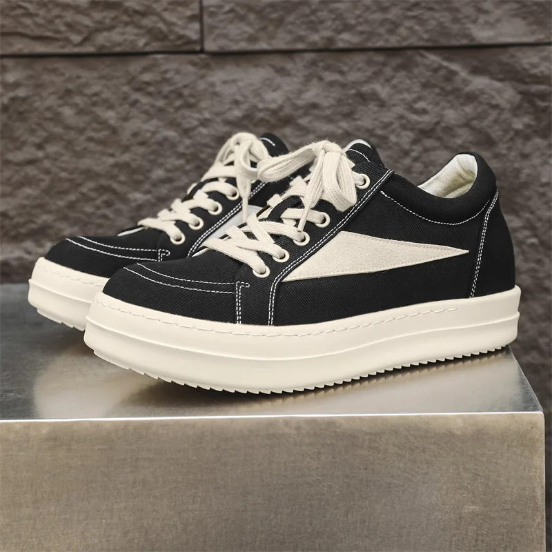 Spring New Shoes for Men Women Canvas Casual Platform Shoes Fashion Thick-soled Flat Skateboard Youth Cool Sneaker 36-46
