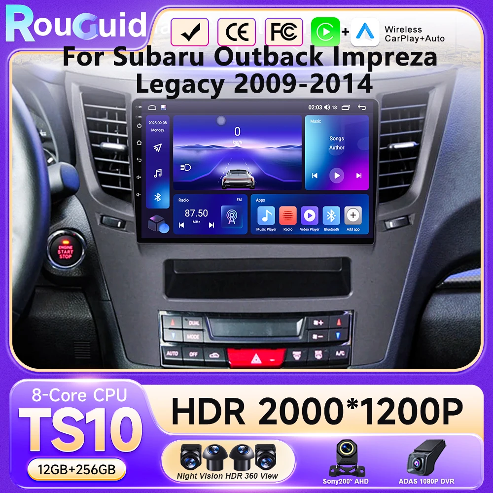 Android 16 For Subaru Outback Impreza Legacy 2009-2014 Car Radio Stereo Multimedia Player GPS Navigation Wireless Carplay