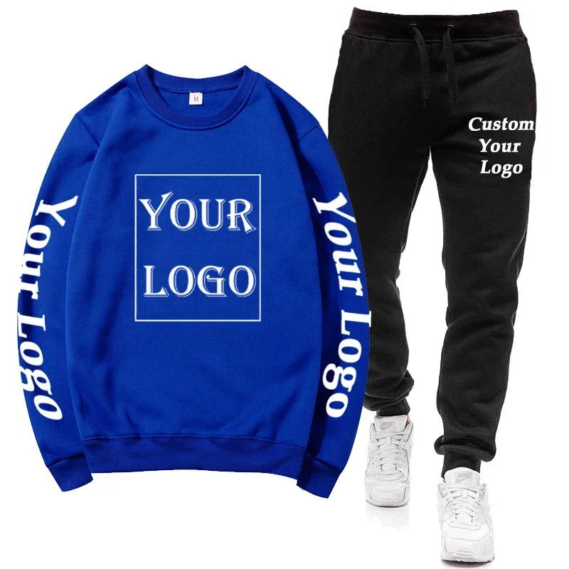 Aangepaste logo atletische sets heren dames casual trainingspakken herfst winter tweedelig sweatshirt + broek gepersonaliseerde truien met ronde hals