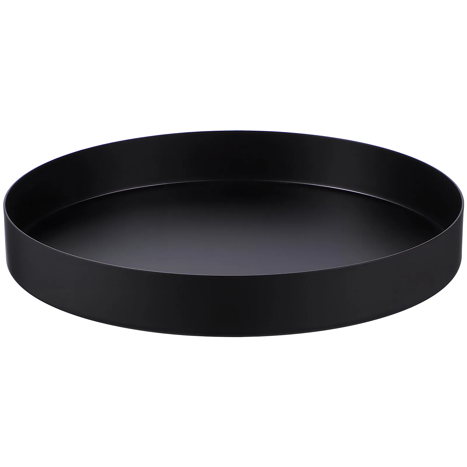 

Black Metal 20cm Round Stainless Steel Black Tray Tea Holder Storage Decorative Trays Home Kitchen Bedroom