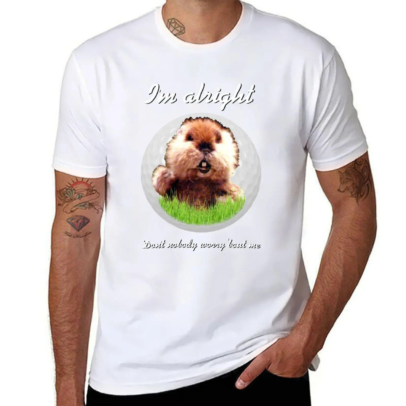 

I'm Alright Caddyshack Homage Gopher Kenny Loggins T-Shirt cotton t shirts high quality man t shirt heavy cotton T-Shirt