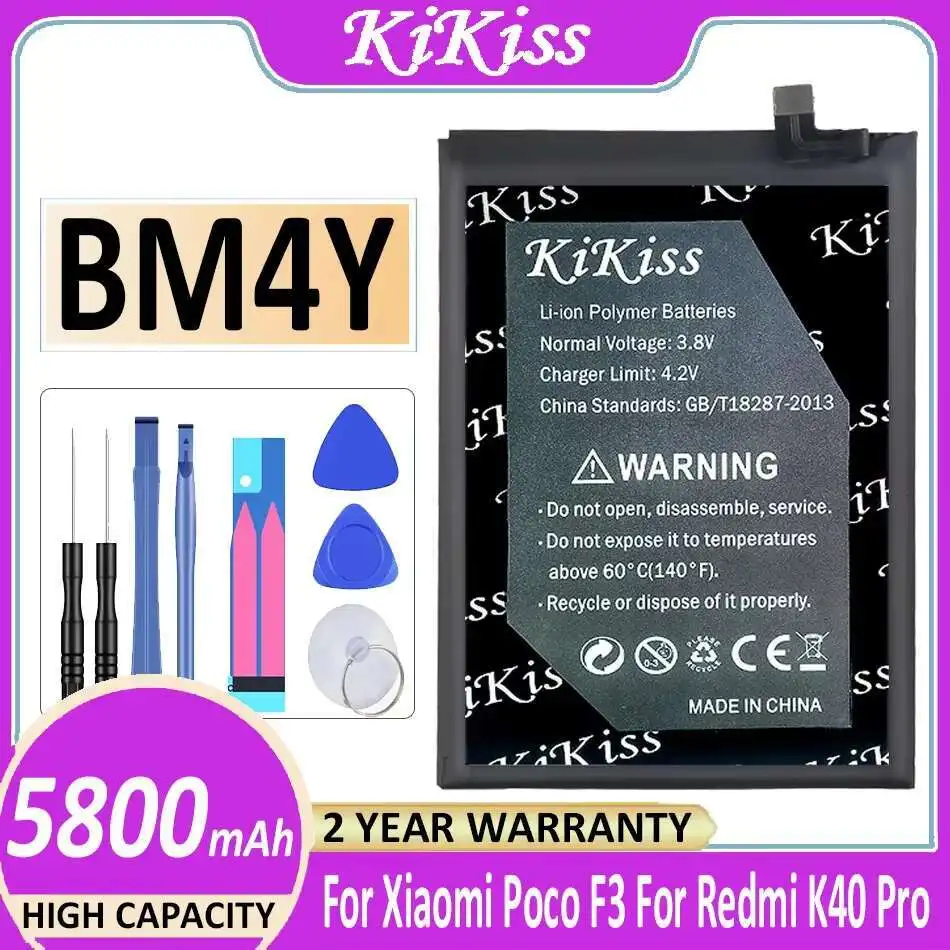 

Мощный аккумулятор KiKiss 5800 мАч BM4Y для Xiaomi Poco F3 для Redmi K40 Pro K40Pro Bateria