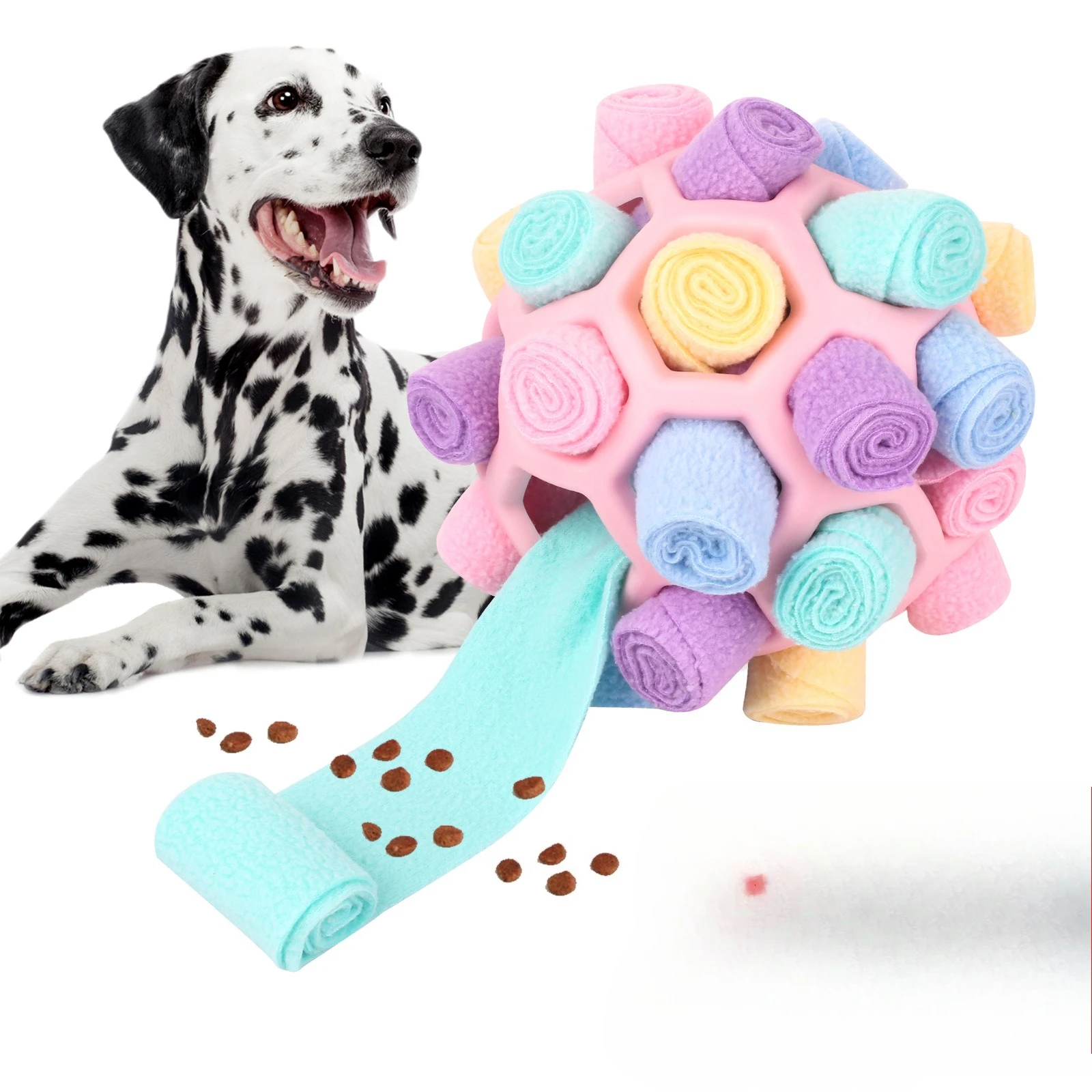 

New Interactive Dog Puzzle Toy Sniffing Ball for Hiding Treats Mental Stimulation Chew Toy for Anxiety Relief Slow Feeder Rubber