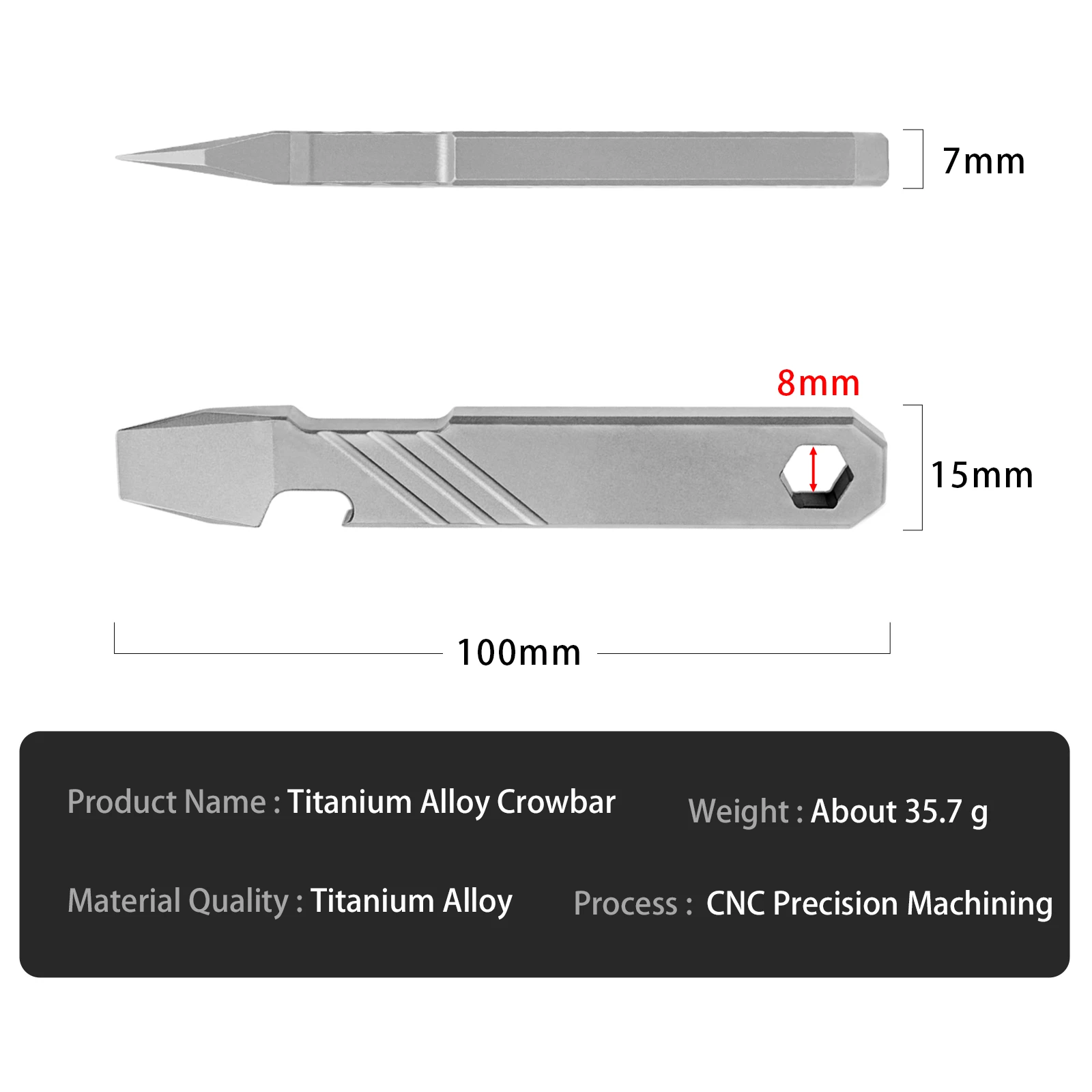 Titanium Legering Outdoor EDC Koevoet Multifunctionele Pry The Jar Uitpakken Nietjesverwijderaar Flesopener Klein Zakgereedschap WC01-D