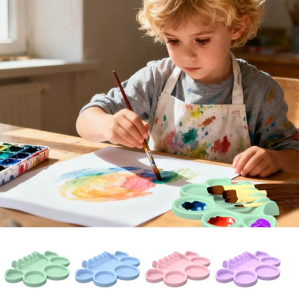 Silicone Paint Palette Compartment Design with Pen Holder Pigment Dispensing Tray Easy to Wash Palette Tray Painting Supplies