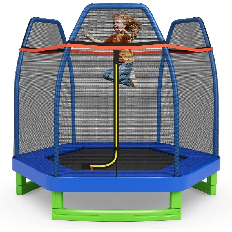 

Giantex 7 Ft Trampoline for Kids, Heavy Duty Small Mini Toddler Trampoline, Outdoor Indoor Kids Trampoline with Net, for Age 3-8