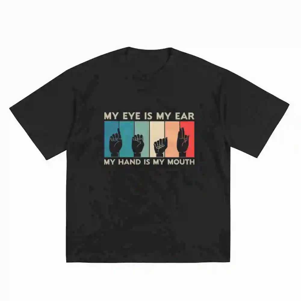 Deaf Awareness ASL Sign Language Lip Reader Short Sleeve Tee 100% Cotton T-Shirt view 2