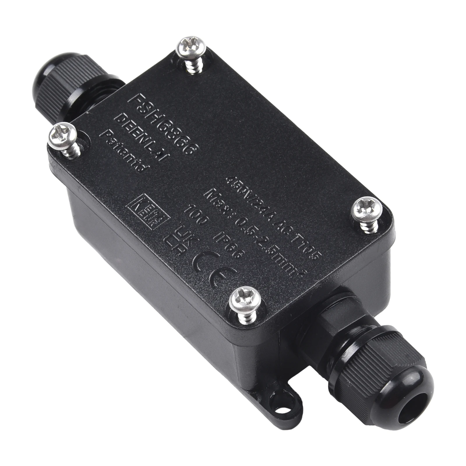 2 Way Outdoor Waterproof IP65 Cable Connector PC Junction Box 240-450V for Black Waterproof Junction Box For Outdoor Lamps