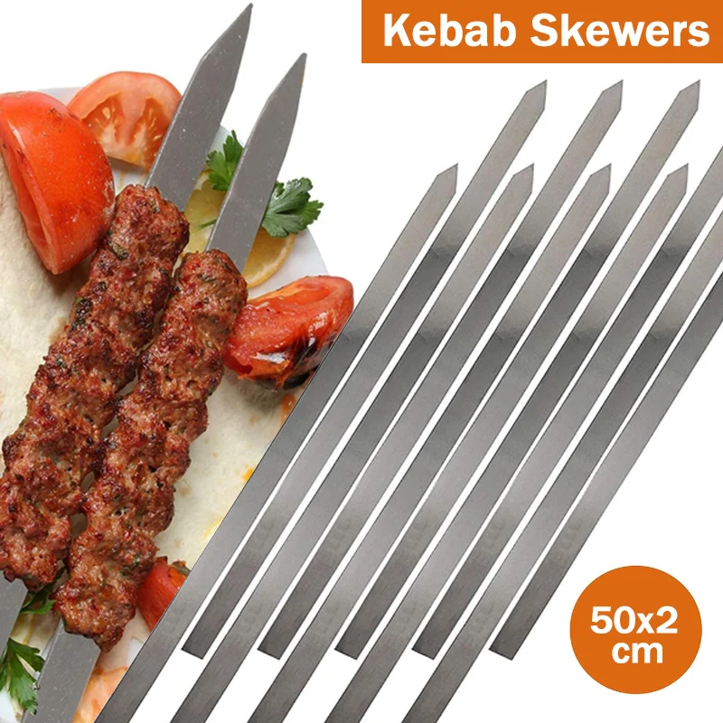 Kabob Skewers Flat Barbecue Grilling Skewerfor Shish Kebab Turkish Persian Grills & Koubideh Iranian Mediterranean Brazilian