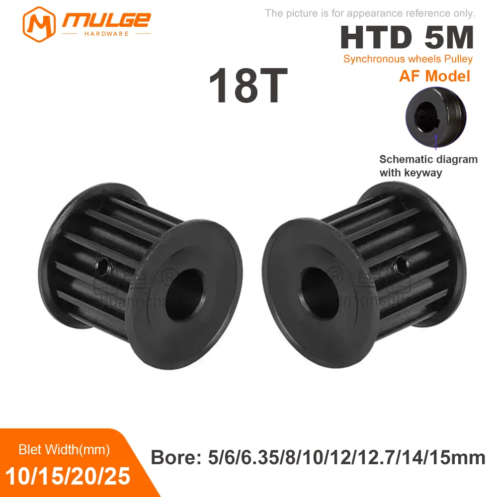 

18 Teeth HTD5M 45# Steel Timing Pulley HTD 5M 18T Synchronous Wheel for Belt Width 10/15/20/25 Bore 5/6/6.35/8/10/12-15mm