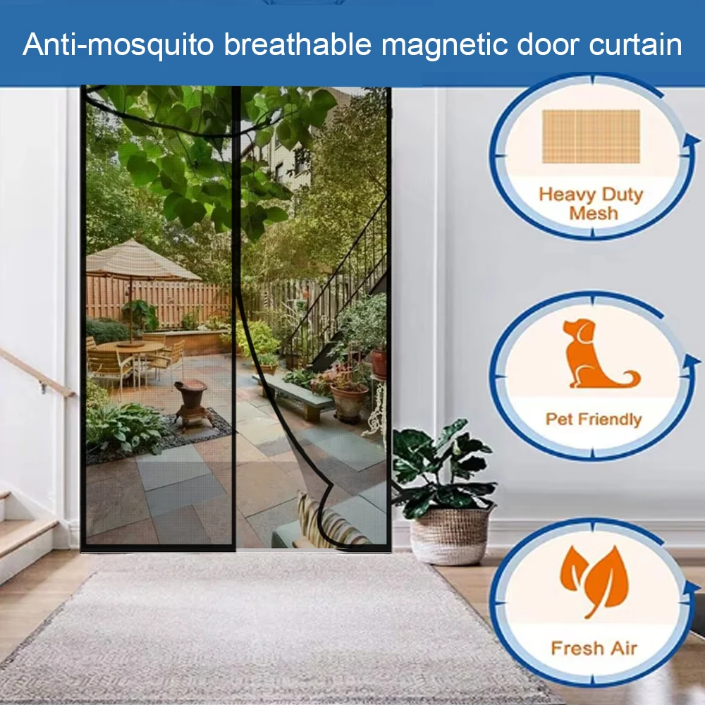 1-piece Door Curtain 100CM * 210CM Mosquito Resistant Magnetic Soft Yarn Door Curtain