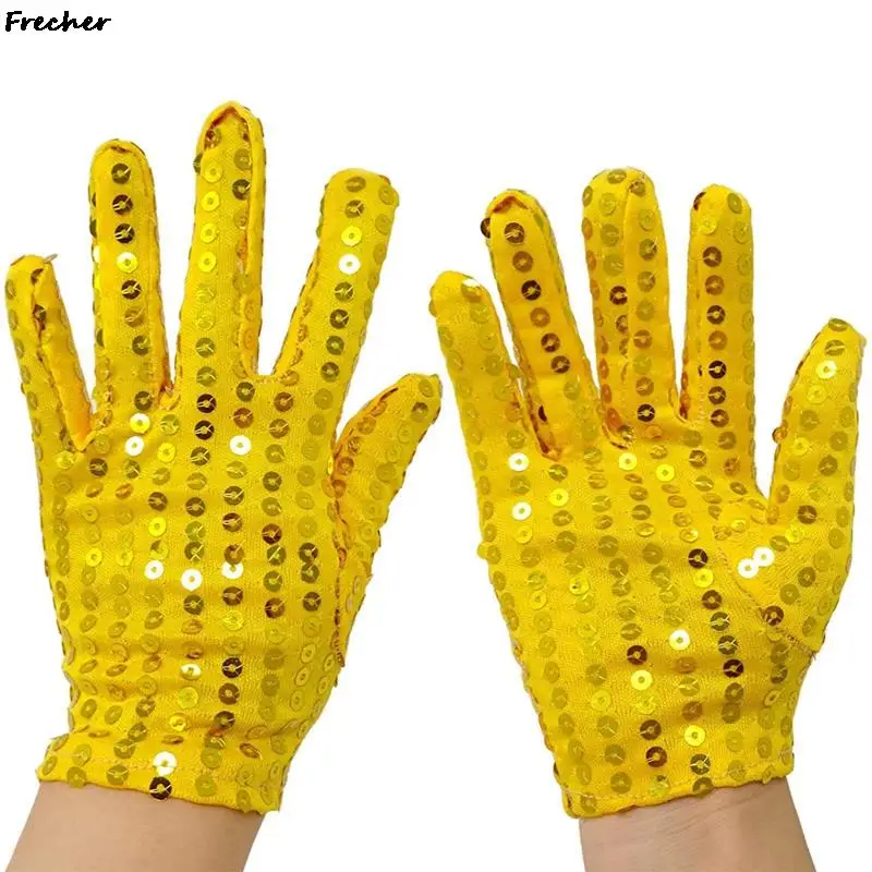 1 Pair Night Club Sequin Gloves Performance Dance Stage Mittens Cosplay Costume Women Men Fashion Shiny Gloves Party Dress Up