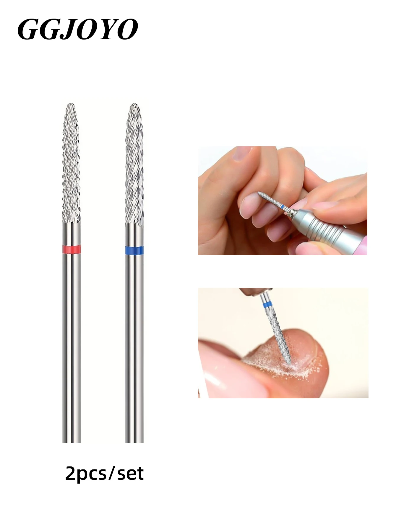 2 Stück Edelstahl-Nagelbohrer, - Nagelhautentferner-Bits 3/32' Schaft - Maniküre, Nagelkunst