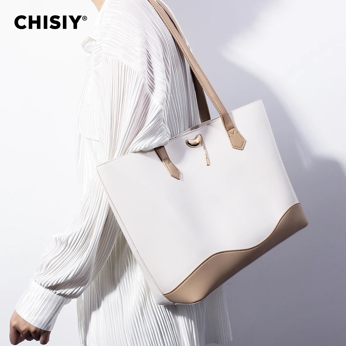 2 pieces of CHISIY original handmade handbags, shoulder bags, spring/summer white bags, women\'s business bags, commuters