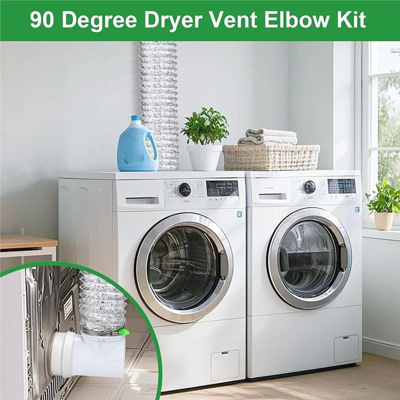 Exquisite-Tight-Fit Dryer Vent Duct Connector- Upgraded 90 Degree Elbow Kit For 4 Inch Dryer Duct Hose