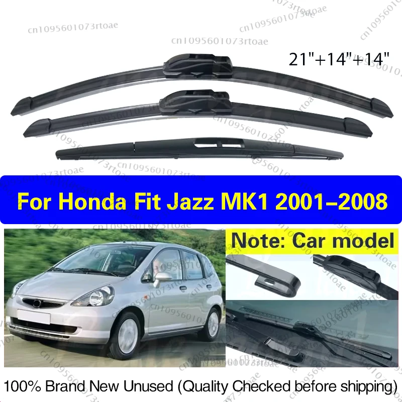 3PCS Car Wiper For Honda Fit Jazz MK1 2001-2008 Front Rear Wiper Blades Brushes Auto Accessories 2008 2003 2004 2005 2006 2007