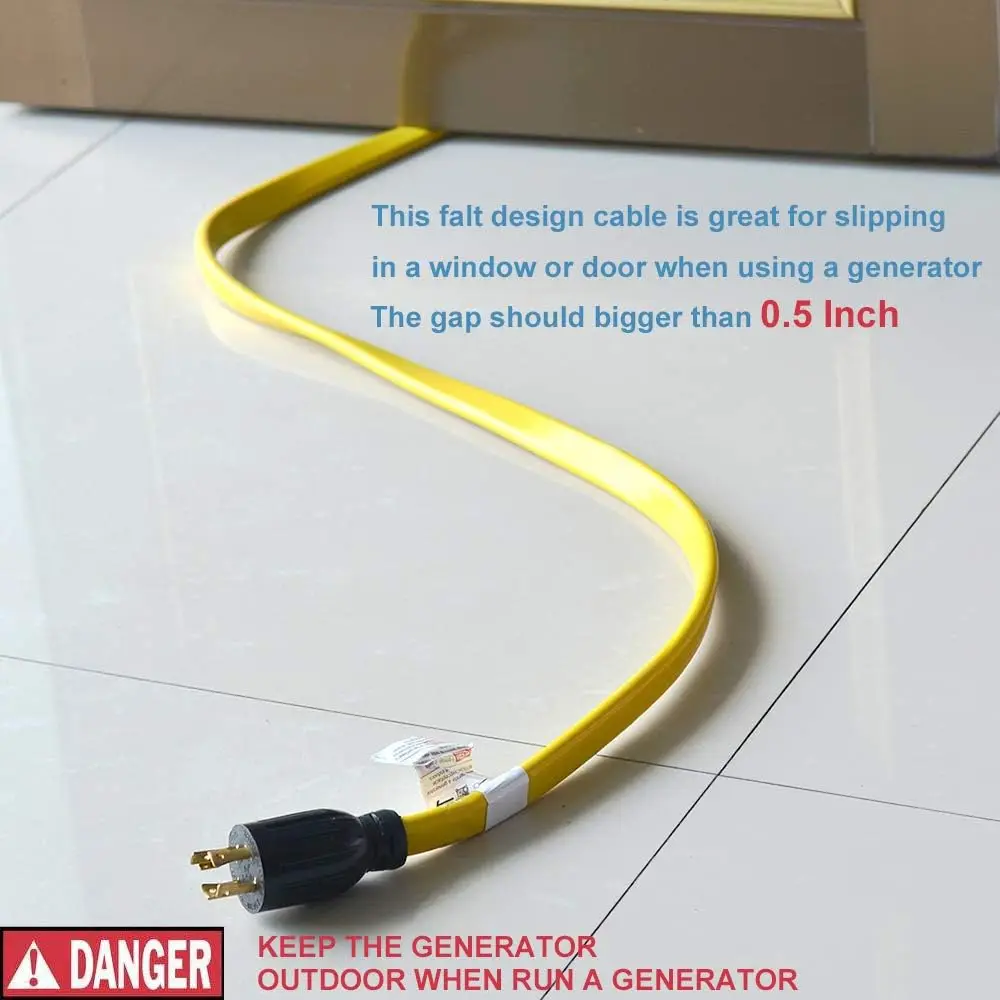 25FT Heavy Duty Generator Extension CordNEMA L5-30P/Three 5-15R, 3 Prong 10 Gauge Flexible Generator Cable, Generator Power Cord