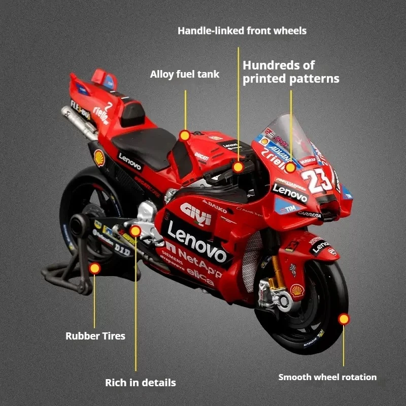 Auf Lager Produkt Maisto 1:18 Moto GP Ducati Lenovo Team Legierung Miniaturdruckguss Modelle Moto GP 2024 Championship # 1 # 23. Spielzeugauto