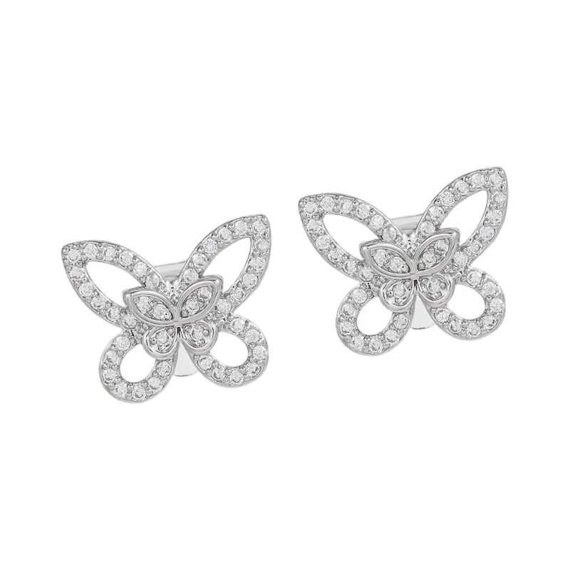 Ear Clip-Styles Butterfly Charm for Headphone Decoration, Pair with Electroplated Finish and Dimensional Stone-Like Detail