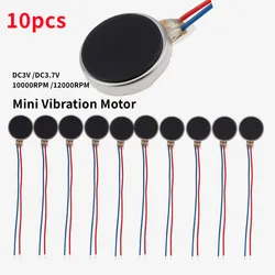 10pcs Mini Vibration Motor DC3V 12000RPM Coin Flat Micro DC Vibrating Motor with Wire for Mobile Cell Phone Pager Tablet