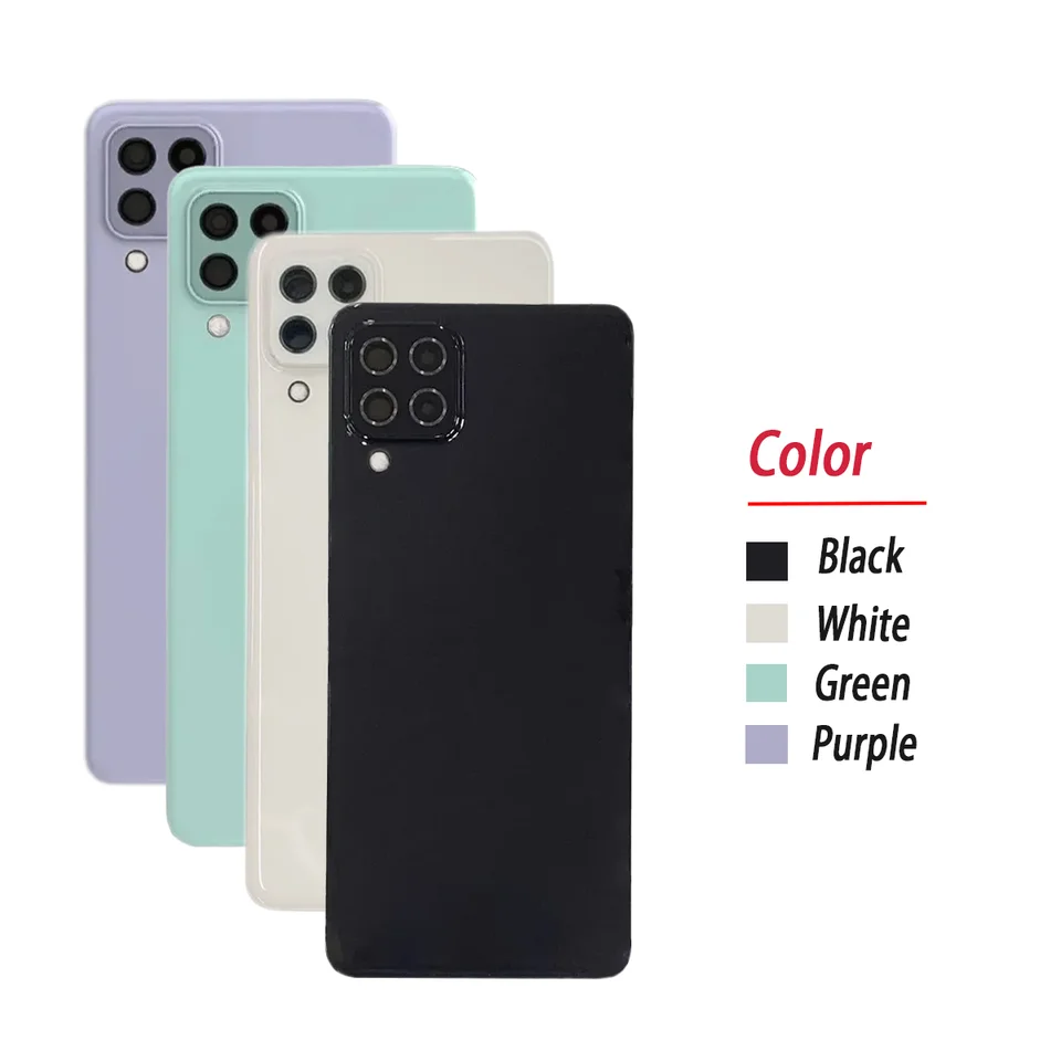 Tapa de batería trasera nueva para Samsung Galaxy A22 4G, panel trasero, carcasa, con lente de cámara 2