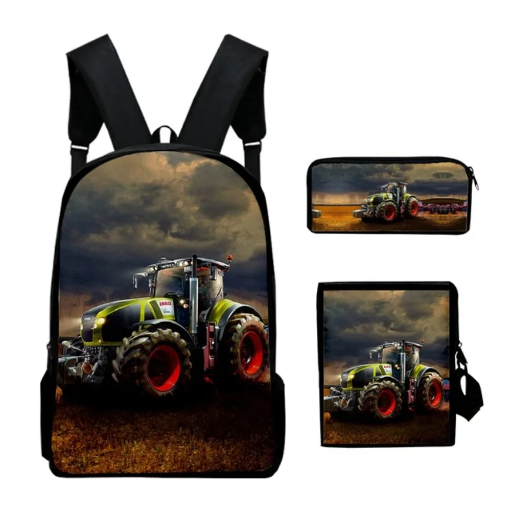 Farm Tractor Schoolbag Backpack Lunch Bag Pencil Case Set Gift for Kids Students