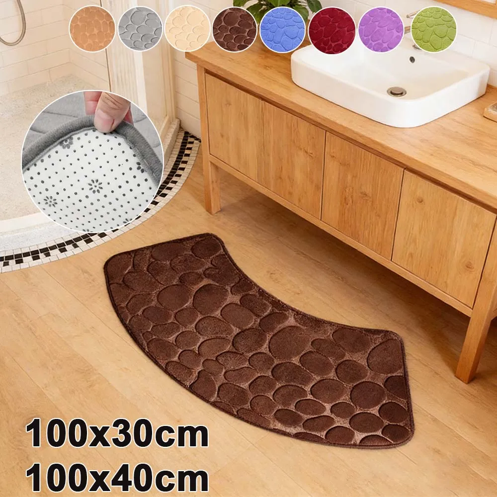 

Thickened Cobblestone Pattern Memory Foam Bath Mat Non-Slip Super Absorbent Coral Velvet Bathroom Rug Shower Carpet for Bathtub