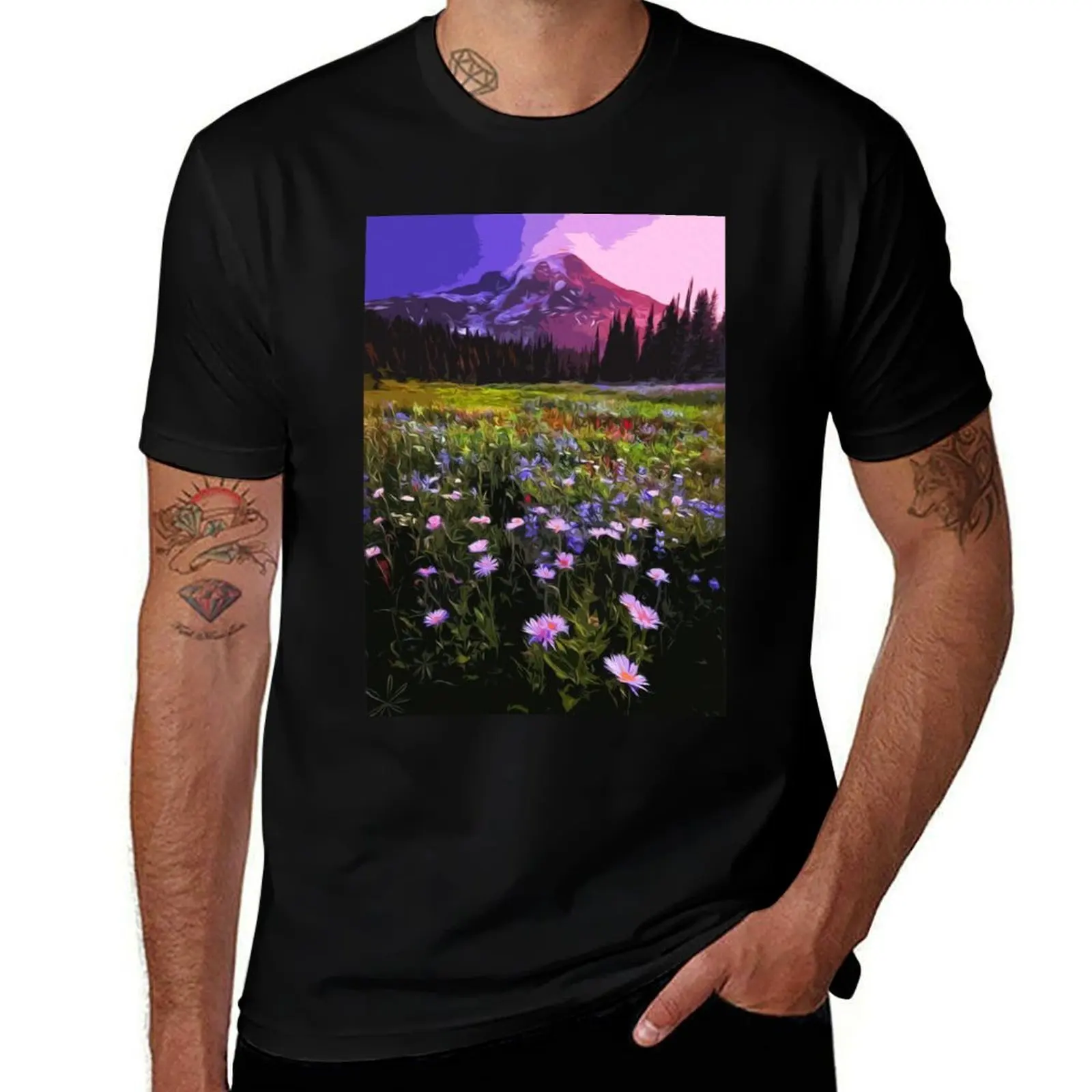 Washington, Mount Rainier National Park T-Shirt Athletic Quick Dry for Men T-Shirt