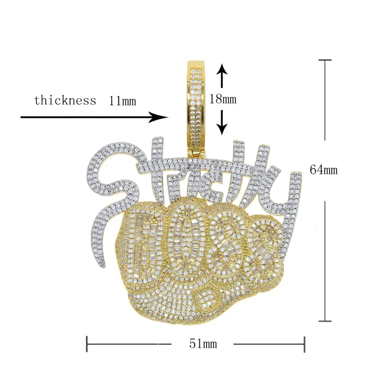 2026 New High Quality Bling Two Tone Gold Color Pocket Strictly Fashion Cubic Zirconia Iced Out 5A Cz Intial Pendant Necklace