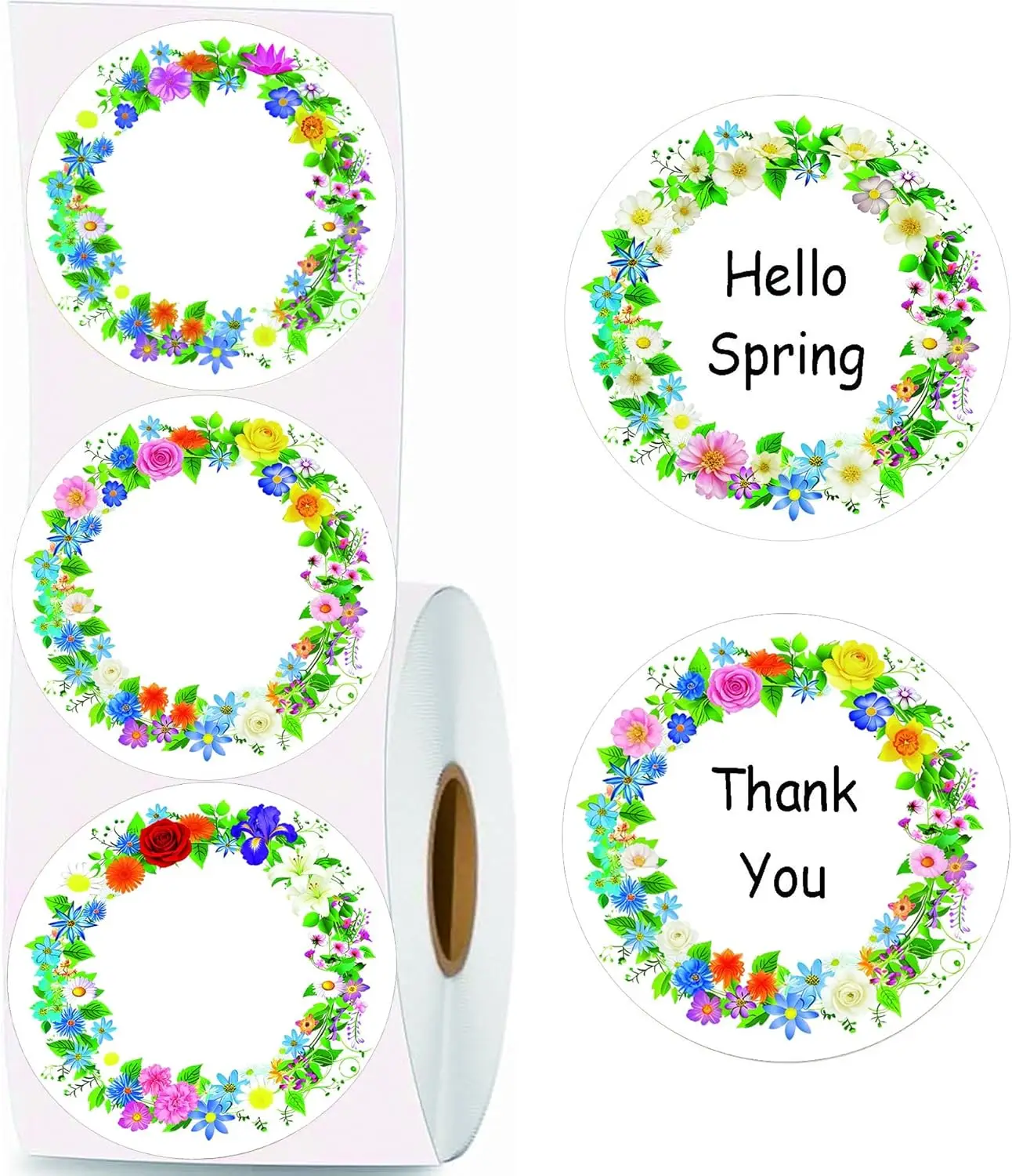 

500 Pcs Hello Spring Direct Thermal Labels 2 inch Happy Spring Floral Stickers for Envelope Seals Gift Wrapping