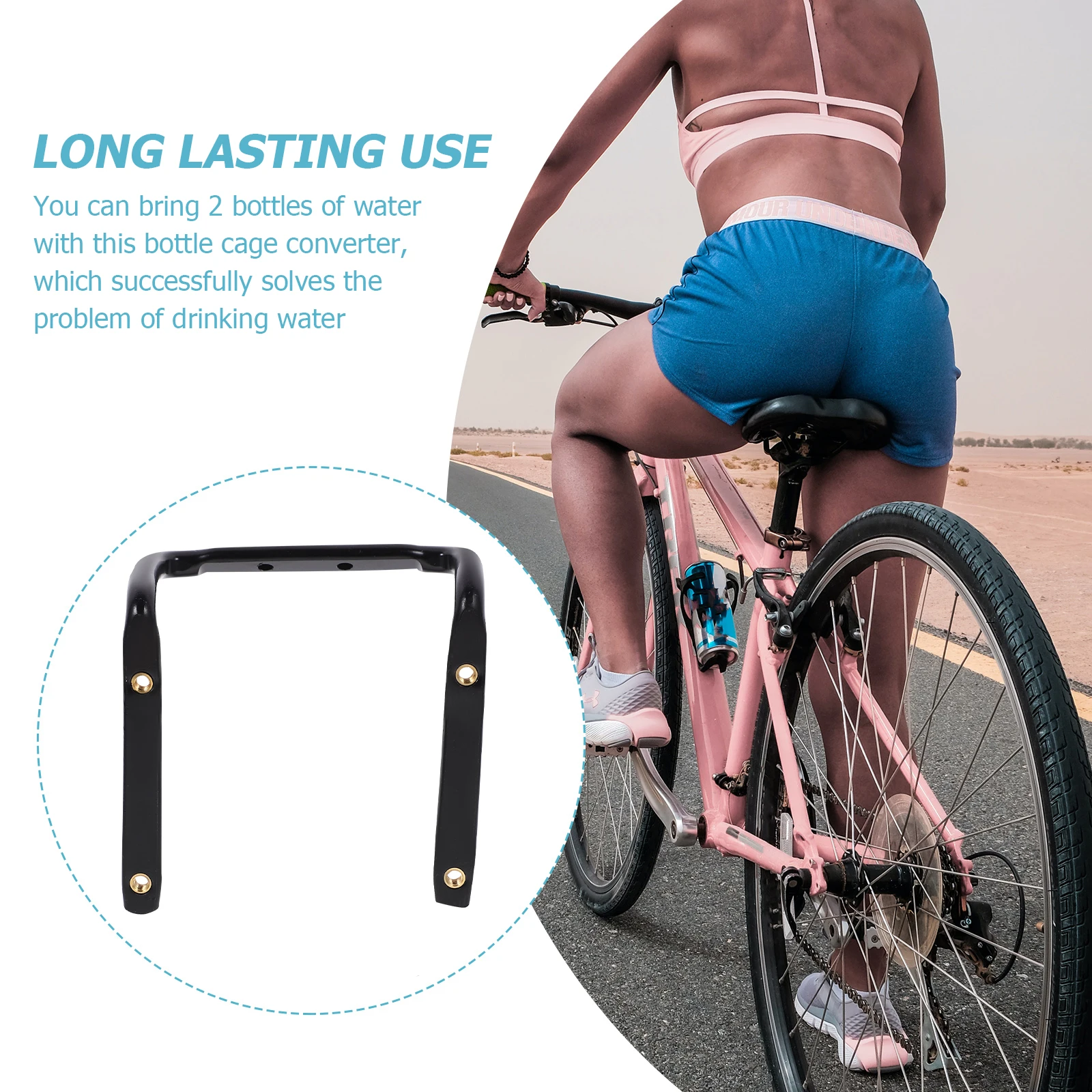 

Bike Water Bottle Cage Adapter Aluminum Double Rack Converter Thickened Durable for Cycling Mountain Road Folding Bicycle