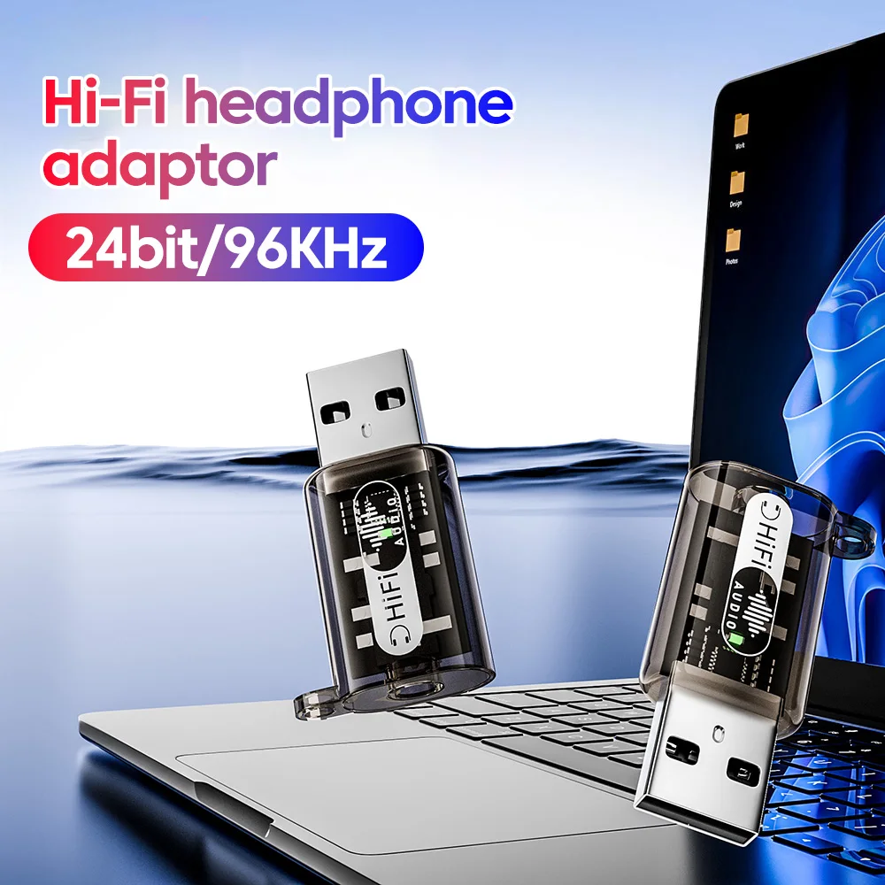 Universal USB To 3.5mm HiFi Audio Headphone Adapter USB A Male To 3.5mm Jack Female Converter 24bit/96KHz For Computer Mobile