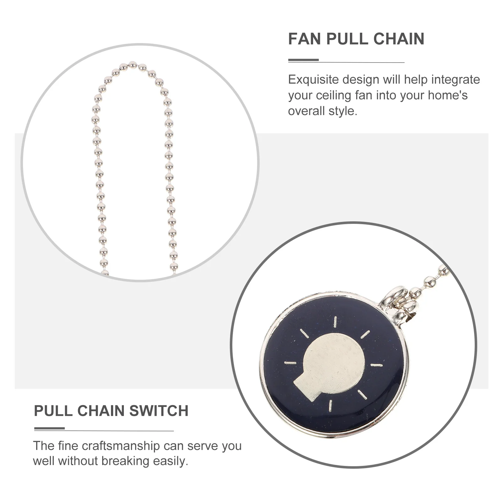 

2Pcs Ceiling Fan Pull Chain Metal Extension Hanging Light Pull Chain for Living Room Bedroom Fan Pulls Decorative