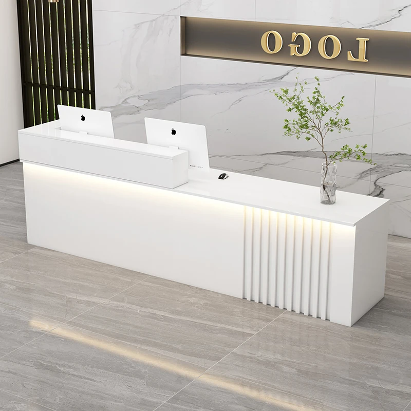 Medical Hotels Reception Counter Luxury Modern Business Checkout Reception Counter White Computer Receptiebalie Furniture