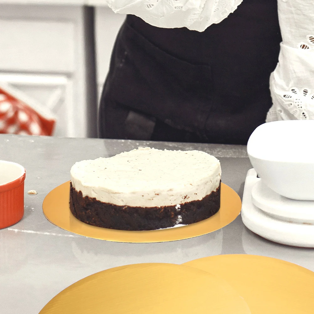 

10pcs Golden Round Cake Boards Thick Cardboard Cake Trays Reusable Waterproof Oilproof 10Inch Food Grade For Weddings Birthdays