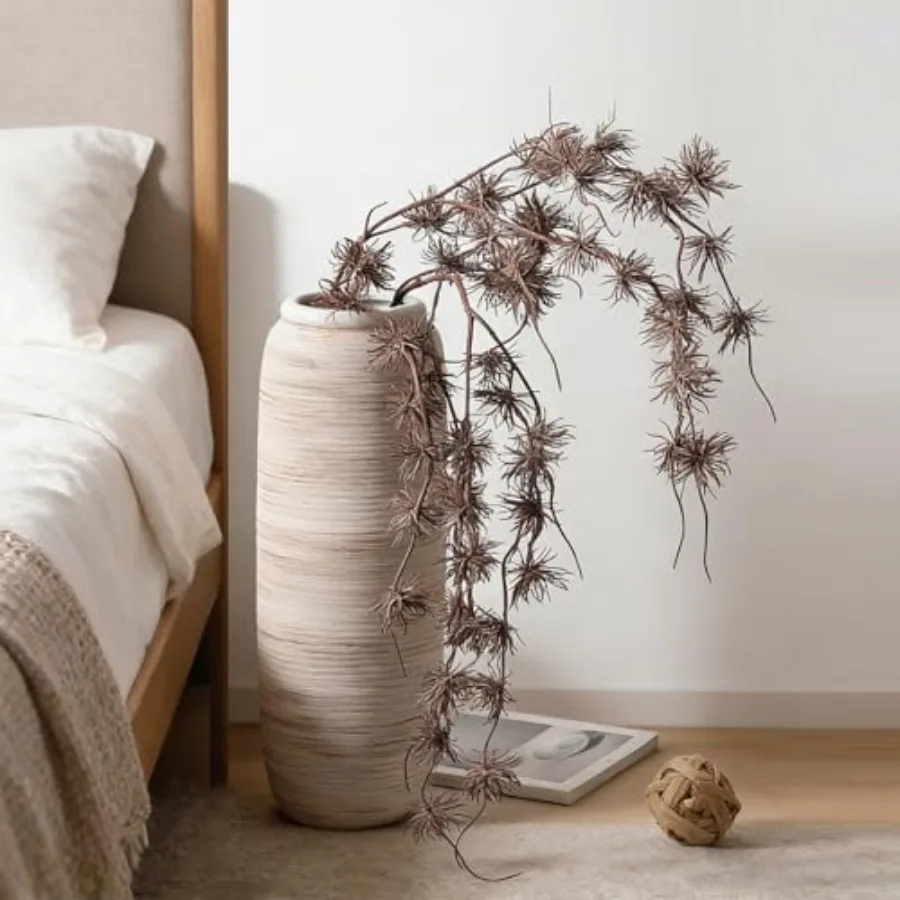 White Tall Vase for Floor, 18'' Extra Large Vase for Pampas Grass Dried Flower Bouquet, Big Ceramic Rustic Vases for Home Decor view 2