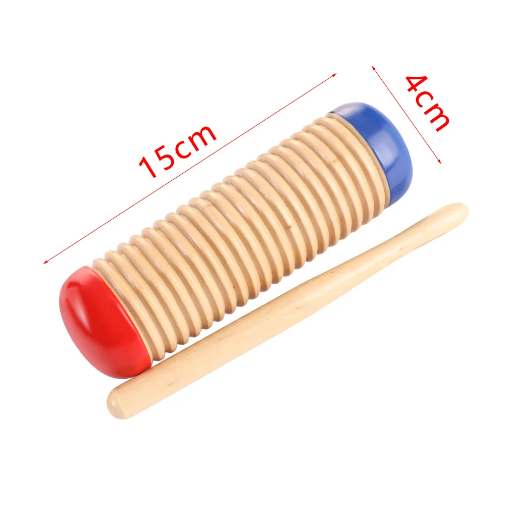 1PC Wooden Musical Instrument Rhythm Toy  Guiro Music Toy For Kid Child Early Educational Toys Tool Percussion With Mallet