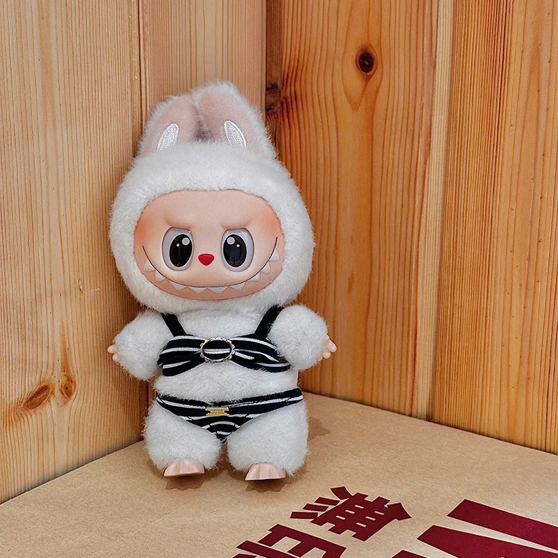 2025 Clothes For Labubu 15/17cm Dolls New Sexy Striped Strapless Bikini Swimsuit Set Exquisite Clothing Doll Accessories