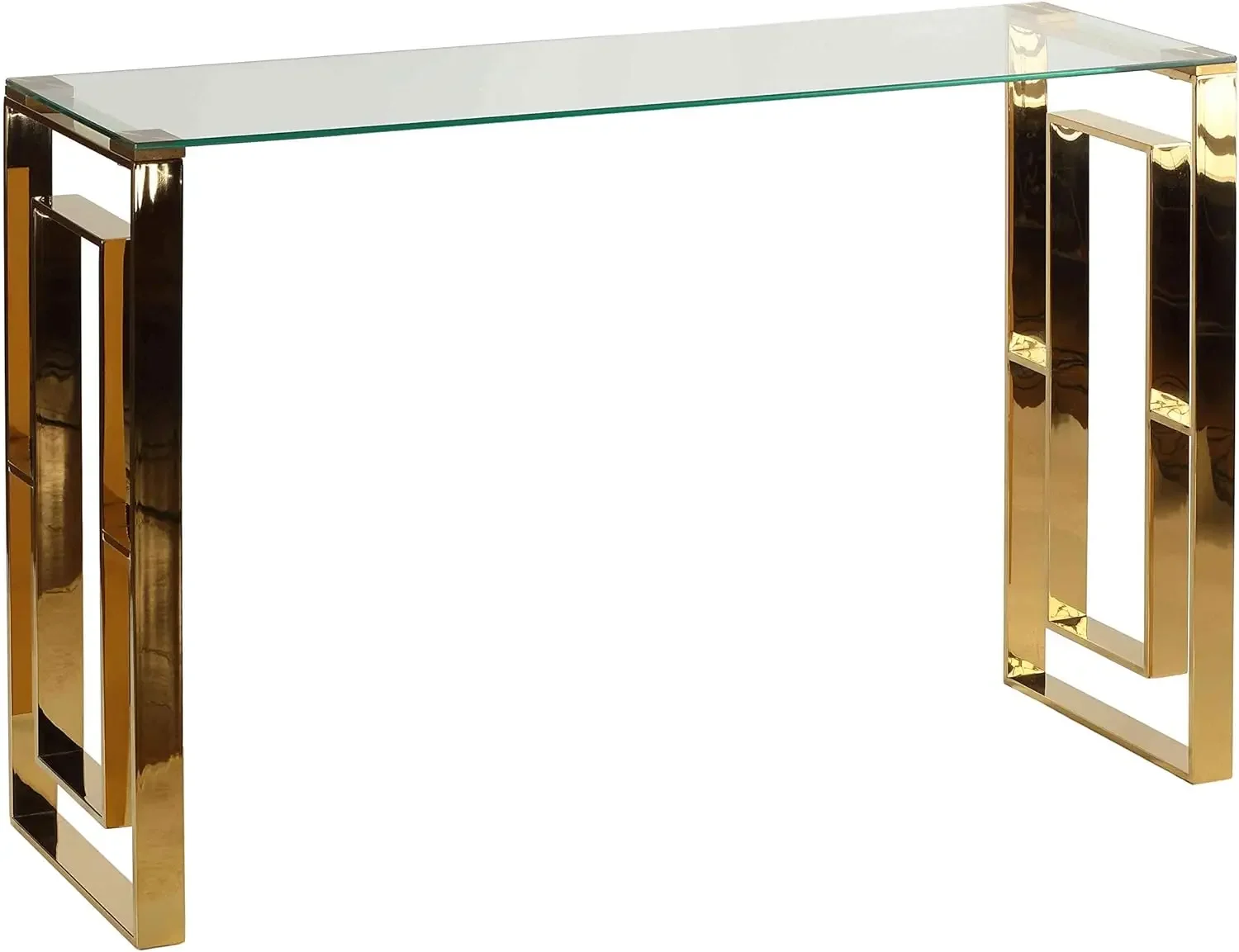 Casa Laila Console Mesa com Vidro de Aço Inoxidável, Transparente Dourado, 15,75 "D x 47" W x 30.5 "H, Novo