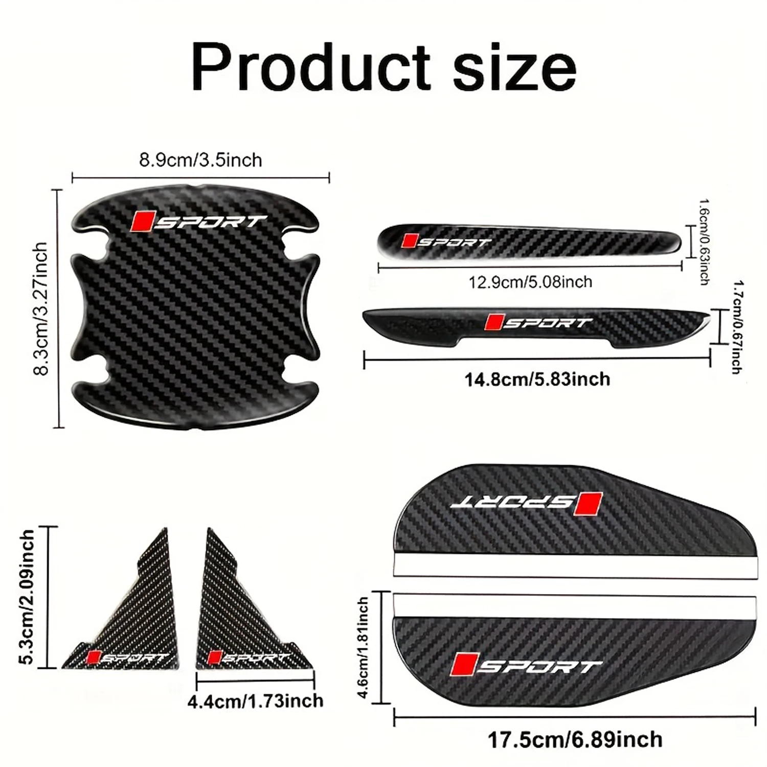 16pcs/set full set of carbon fiber door anti-collision stickers, door protection stickers, anti-collision and scratch resistant