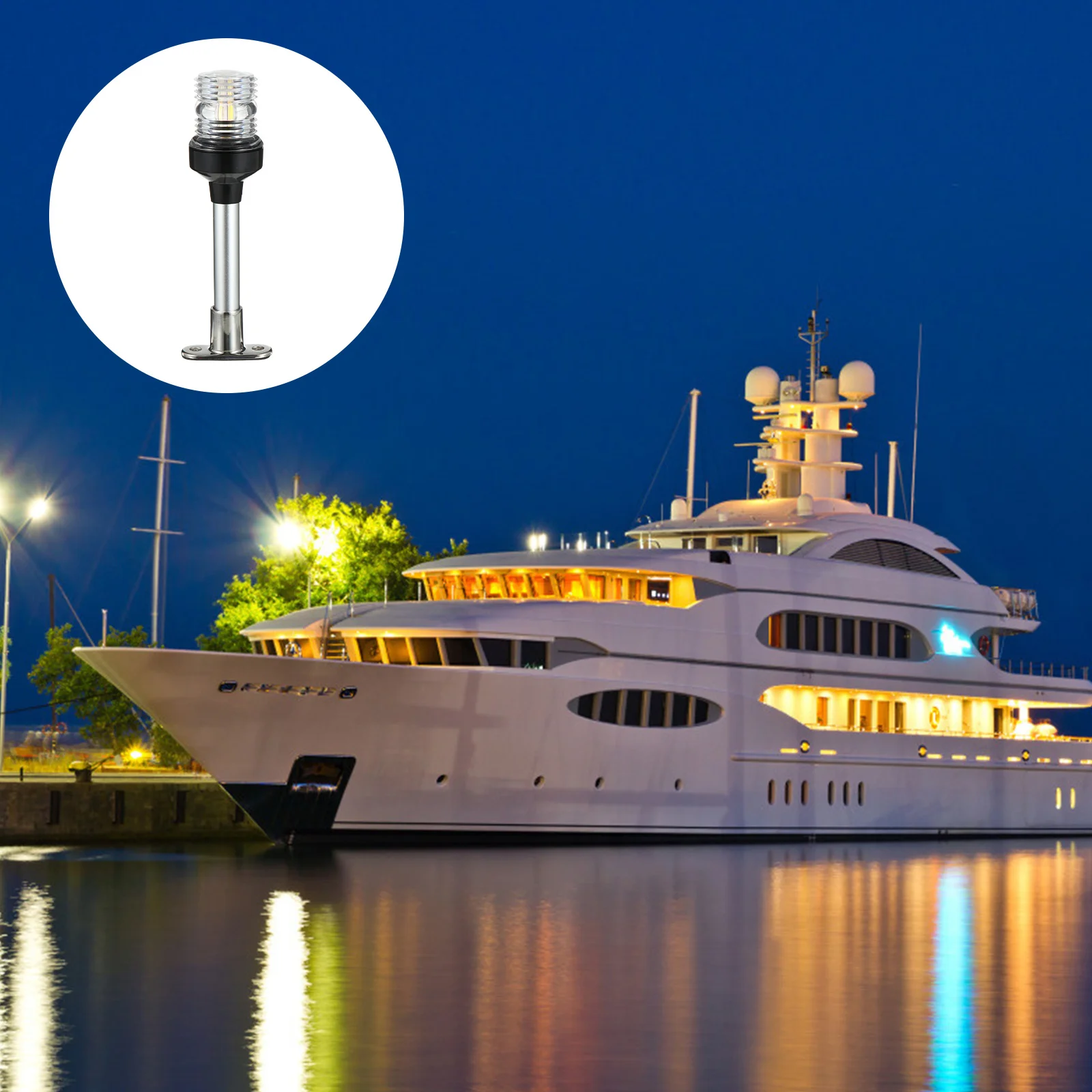 

8-дюймовый круглый светодиодный навигационный якорный светильник, кормовой светильник для рыбацкой лодки, водонепроницаемый IP66, 2 видимость морского миля