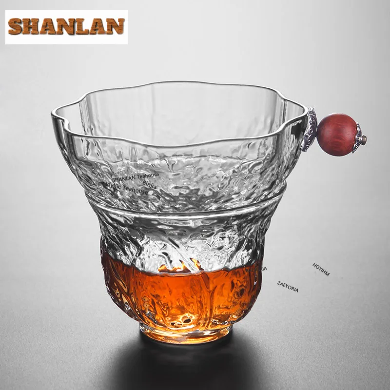 Walnut Hammer Pattern Glasss Tea Separator Infusor Japanese Tea Strainer Dispenser Tea Making Tea Filter Tea Ceremony Collection