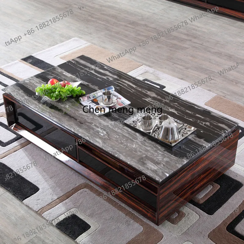 

Журнальный столик и тумба под телевизор из натурального мрамора, которые можно сочетать с простой современной мебелью для небольших европейских квартир.